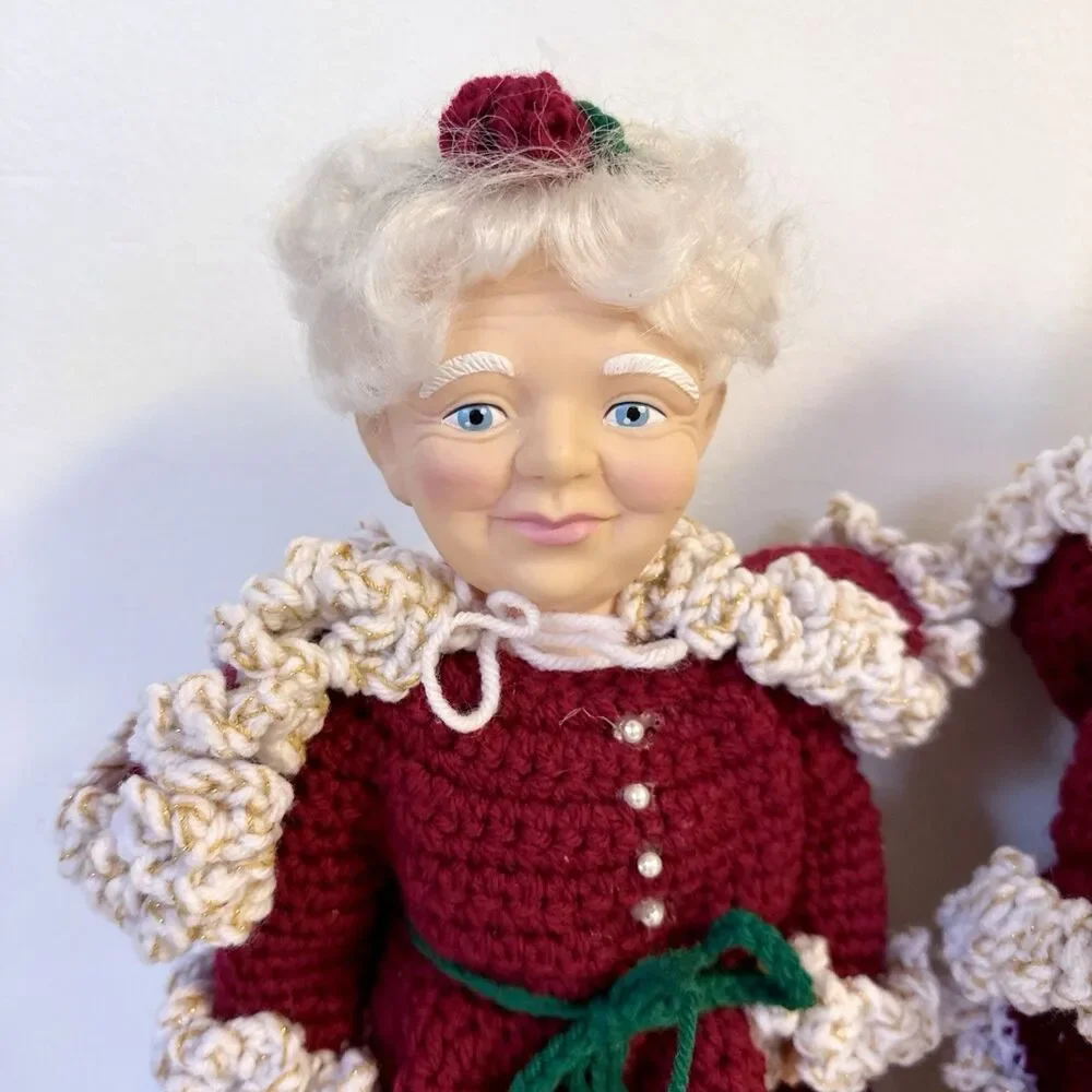 Set Of Santa Mr And Mrs.‎ Claus Standing Christmas Doll Decorations Crochet